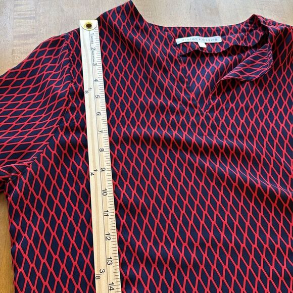VIOLET + CLAIRE RED WHITE BLUE TUNIC TOP BLUE MEDIUM GEOMETRIC NAUTICAL PATRIOT - Picture 12 of 12